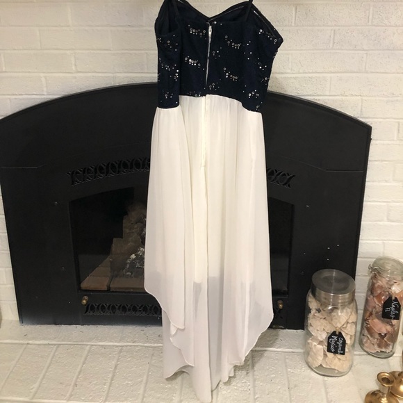 Navy Blue and White Semiformal Dress - Picture 3 of 6